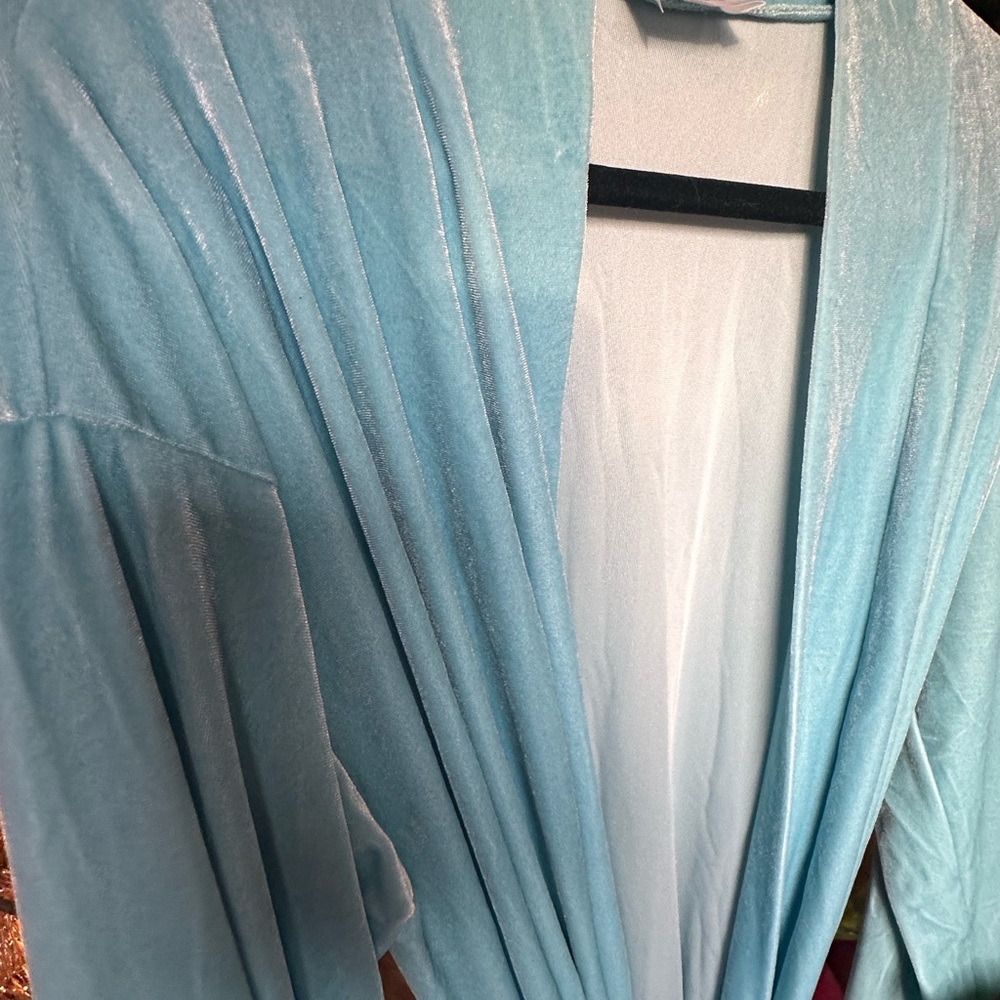 Rare Laina Rauma Velvet Blue Velour Robe OS Floor Length - Picture 6 of 7